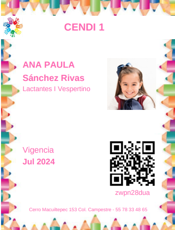 Credencial de niña